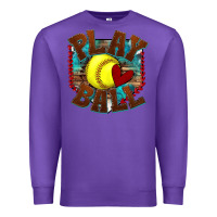 Purple play ball softball Premium Sweatshirt - texasbilliewilder