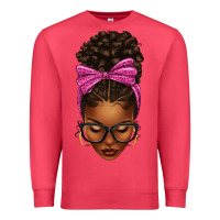 Cardinal afro messy bun pink leopard bow Premium Sweatshirt - texasbilliewilder