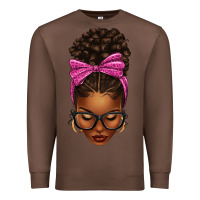 Chestnut afro messy bun pink leopard bow Premium Sweatshirt - texasbilliewilder