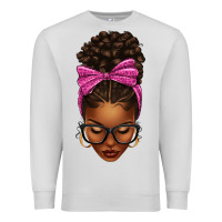 Dove Grey afro messy bun pink leopard bow Premium Sweatshirt - texasbilliewilder