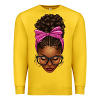 Lemon afro messy bun pink leopard bow Premium Sweatshirt - texasbilliewilder