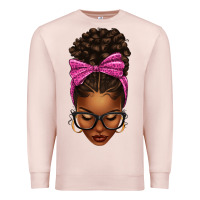 Pale Pink afro messy bun pink leopard bow Premium Sweatshirt - texasbilliewilder