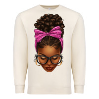Sandshell afro messy bun pink leopard bow Premium Sweatshirt - texasbilliewilder