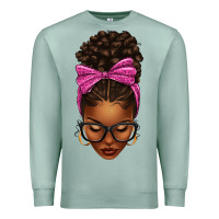Seafoam afro messy bun pink leopard bow Premium Sweatshirt - texasbilliewilder