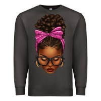 Smoke afro messy bun pink leopard bow Premium Sweatshirt - texasbilliewilder