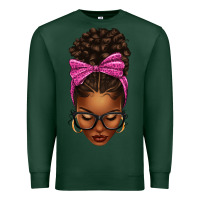 Sports Green afro messy bun pink leopard bow Premium Sweatshirt - texasbilliewilder