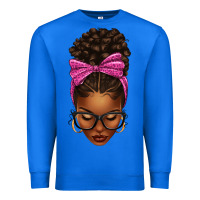 True Royal afro messy bun pink leopard bow Premium Sweatshirt - texasbilliewilder