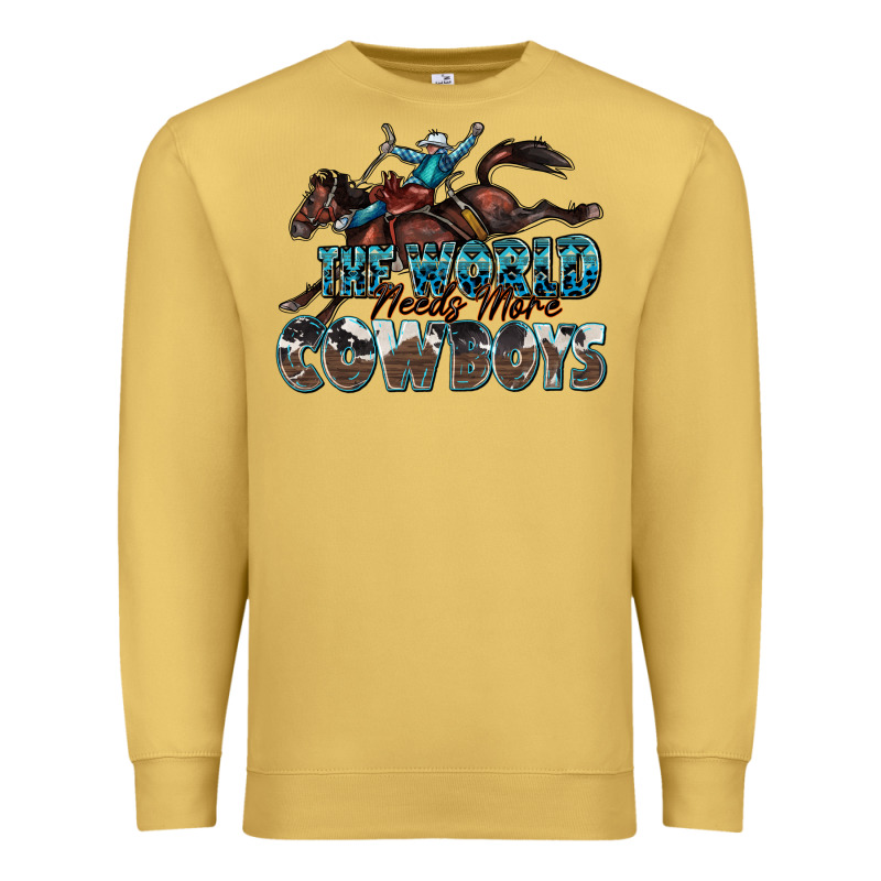 The World Needs More Cowboys Premium Sweatshirt by Zillion Design Studio | Teevron