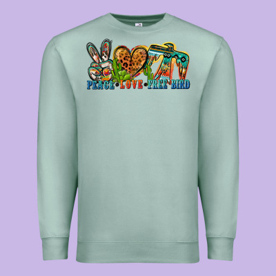 Peace Love Free Bird Premium Sweatshirt Designed By Zillion Design Studio