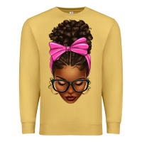 Antique Gold afro messy bun pink bow Premium Sweatshirt - texasbilliewilder