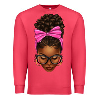 Cardinal afro messy bun pink bow Premium Sweatshirt - texasbilliewilder