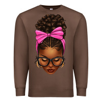 Chestnut afro messy bun pink bow Premium Sweatshirt - texasbilliewilder