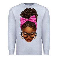 Heather Grey afro messy bun pink bow Premium Sweatshirt - texasbilliewilder