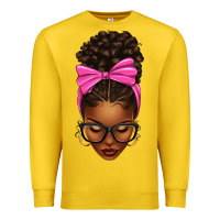 Lemon afro messy bun pink bow Premium Sweatshirt - texasbilliewilder