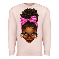 Pale Pink afro messy bun pink bow Premium Sweatshirt - texasbilliewilder