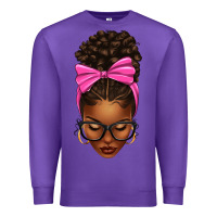 Purple afro messy bun pink bow Premium Sweatshirt - texasbilliewilder