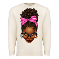Sandshell afro messy bun pink bow Premium Sweatshirt - texasbilliewilder