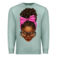 Seafoam afro messy bun pink bow Premium Sweatshirt - texasbilliewilder