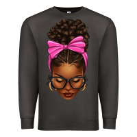 Smoke afro messy bun pink bow Premium Sweatshirt - texasbilliewilder