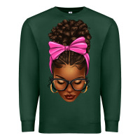 Sports Green afro messy bun pink bow Premium Sweatshirt - texasbilliewilder