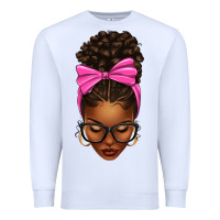 White afro messy bun pink bow Premium Sweatshirt - texasbilliewilder
