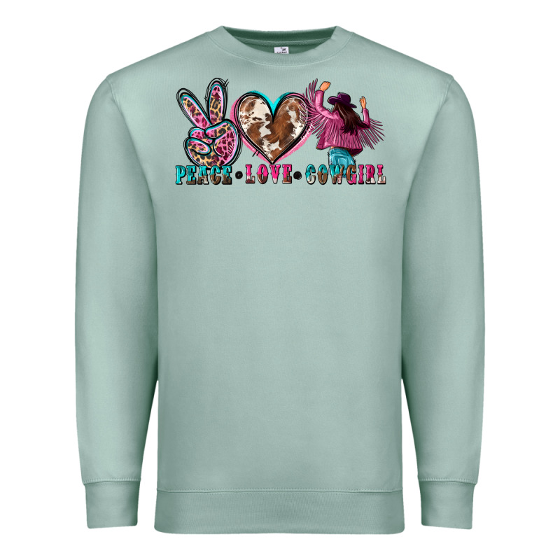 Peace Love Cowgirl Premium Sweatshirt by Zillion Design Studio | Teevron