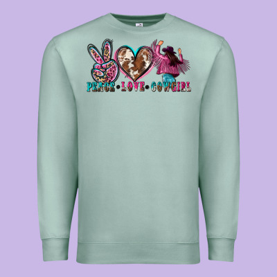 Peace Love Cowgirl Premium Sweatshirt Designed By Zillion Design Studio
