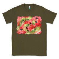 Army Green watermelon strawberry kiwi background Classic Tee - BarkalooDesign
