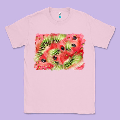 Watermelon Strawberry Kiwi Background Classic Tee Designed By Barkaloodesign