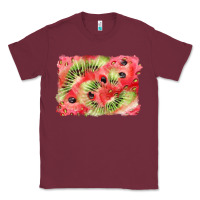 Burgundy watermelon strawberry kiwi background Classic Tee - BarkalooDesign