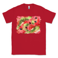 Red watermelon strawberry kiwi background Classic Tee - BarkalooDesign