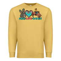 Antique Gold peace love cowboy Premium Sweatshirt - Zillion Design Studio