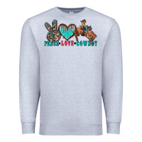 Heather Grey peace love cowboy Premium Sweatshirt - Zillion Design Studio