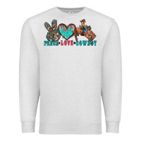 Oatmeal Heather peace love cowboy Premium Sweatshirt - Zillion Design Studio