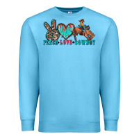 Ocean Blue peace love cowboy Premium Sweatshirt - Zillion Design Studio