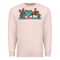 Pale Pink peace love cowboy Premium Sweatshirt - Zillion Design Studio