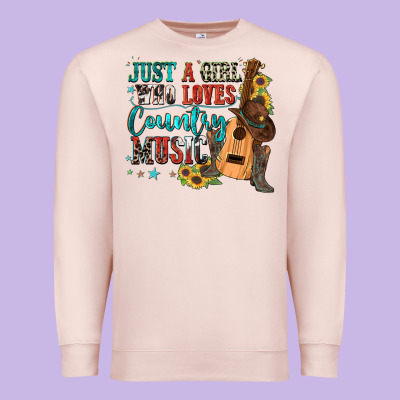Just A Girl Who Loves Country Music Premium Sweatshirt Designed By Zillion Design Studio
