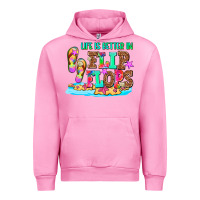 Fuchsia Pink life is better in flip flops Urban Hoodie - AdoDesignShop