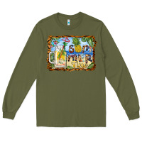 Army Green summer time pineapple and  beach Long Sleeve Tee - BarkalooDesign