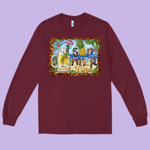 Summer Time Pineapple And  Beach Long Sleeve Tee Designed By Barkaloodesign