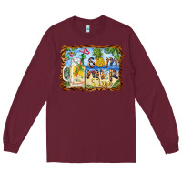 Burgundy summer time pineapple and  beach Long Sleeve Tee - BarkalooDesign