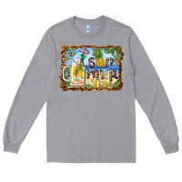 Heather Grey summer time pineapple and  beach Long Sleeve Tee - BarkalooDesign