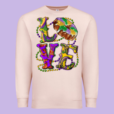 Premium Sweatshirt Mardi Gras Love With King Cake