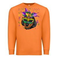 Carrot Mardi Gras Dachshund Puppy with Mask Premium Sweatshirt - RanaPortraitStore