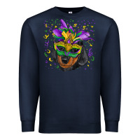 Navy Mardi Gras Dachshund Puppy with Mask Premium Sweatshirt - RanaPortraitStore