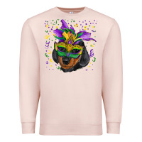 Pale Pink Mardi Gras Dachshund Puppy with Mask Premium Sweatshirt - RanaPortraitStore