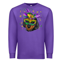 Purple Mardi Gras Dachshund Puppy with Mask Premium Sweatshirt - RanaPortraitStore