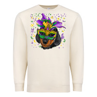 Sandshell Mardi Gras Dachshund Puppy with Mask Premium Sweatshirt - RanaPortraitStore