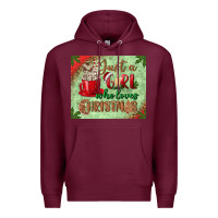 Burgundy just a girl who loves christmas mousepad Premium Hoodie - BundleAndBundleShop