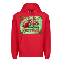 Red just a girl who loves christmas mousepad Premium Hoodie - BundleAndBundleShop